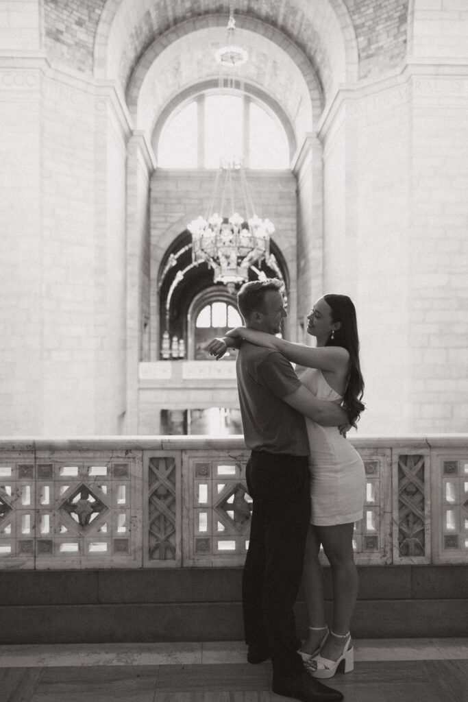couple posing for a photoshoot in a library - Lincoln Nebraska Capitol Building