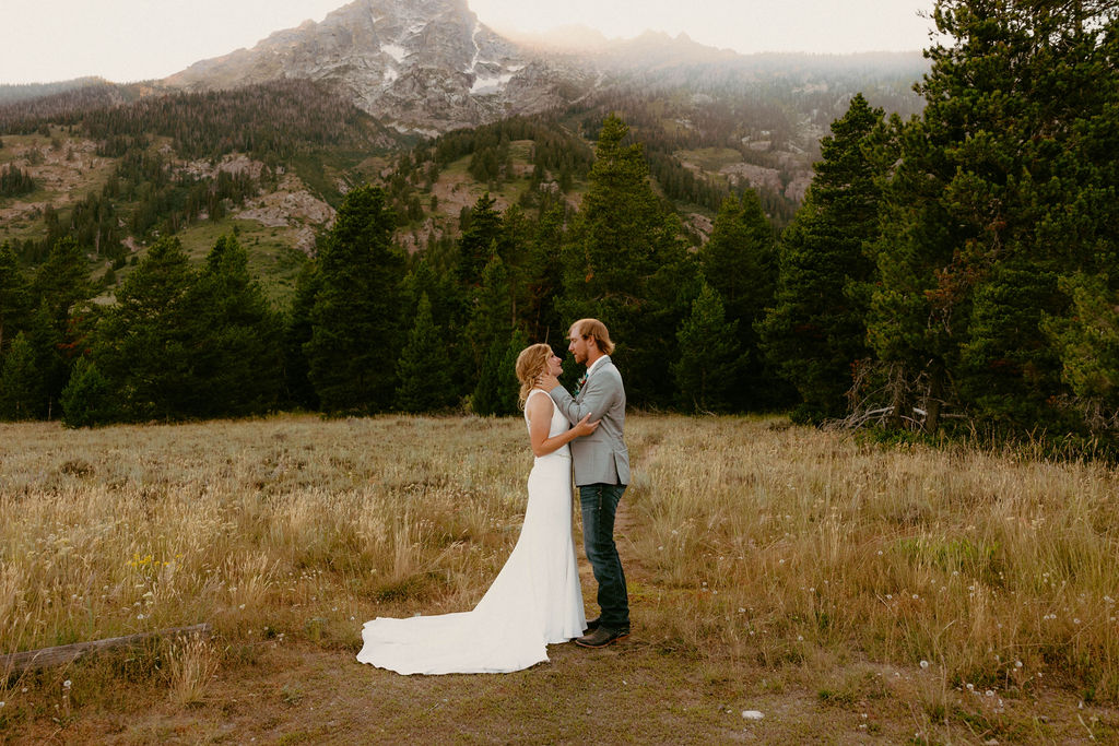 couple posing in grand teton for their elopement portraits